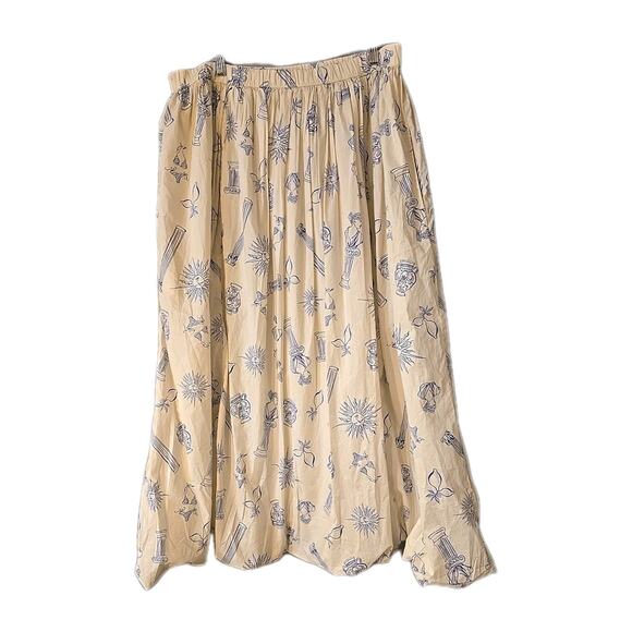 NWT Lucky Brand Beige Acropolis Printed Pull On A-Line Skirt Womans Size XL - Picture 1 of 8